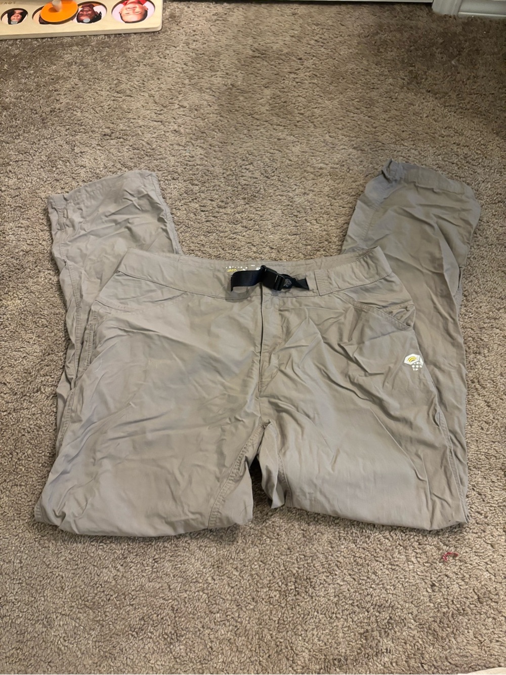 Mountain Hardwear Men's Cargo Pants in Light Gray with Integrated Belt